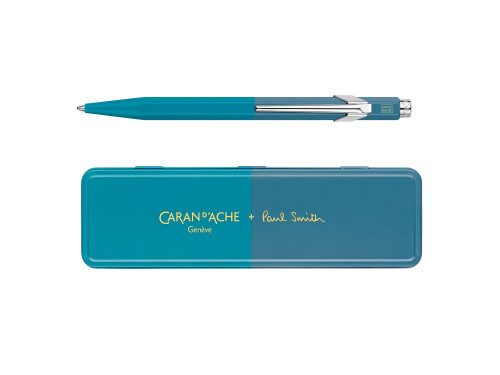 849 Paul Smith ballpoint pen with case - Caran d'Ache - Cyan & Steel