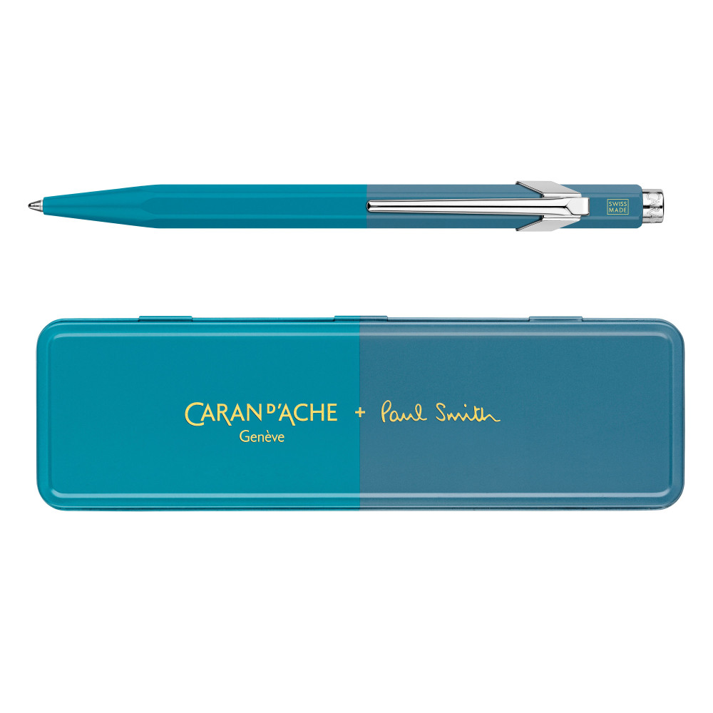 849 Paul Smith ballpoint pen with case - Caran d'Ache - Cyan & Steel