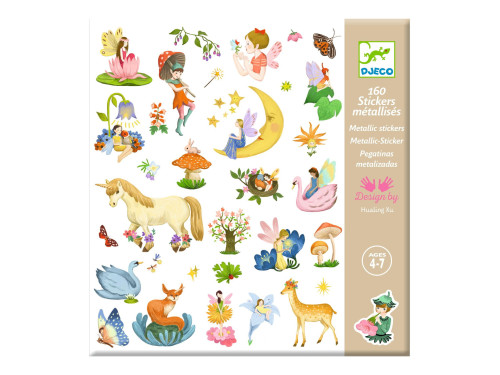 Set of metallic stickers, Fantasy- Djeco - 160 pcs.