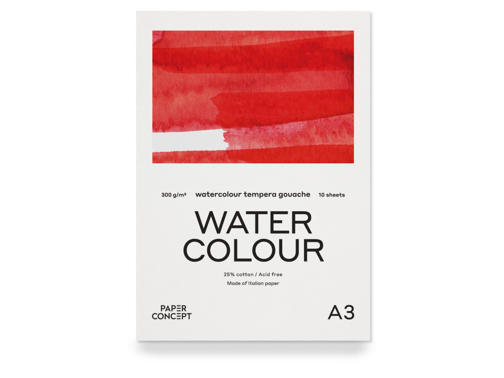 Blok do akwareli Watercolour - PaperConcept - cold press, A3, 300 g, 10 ark.
