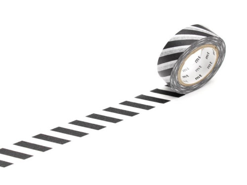 Taśma papierowa washi - MT Masking Tape - Stripe Black, 7 m