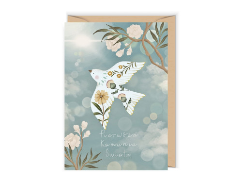 Greeting card - Cudowianki - Pierwsza Komunia Święta Gołębica, 12 x 17 cm