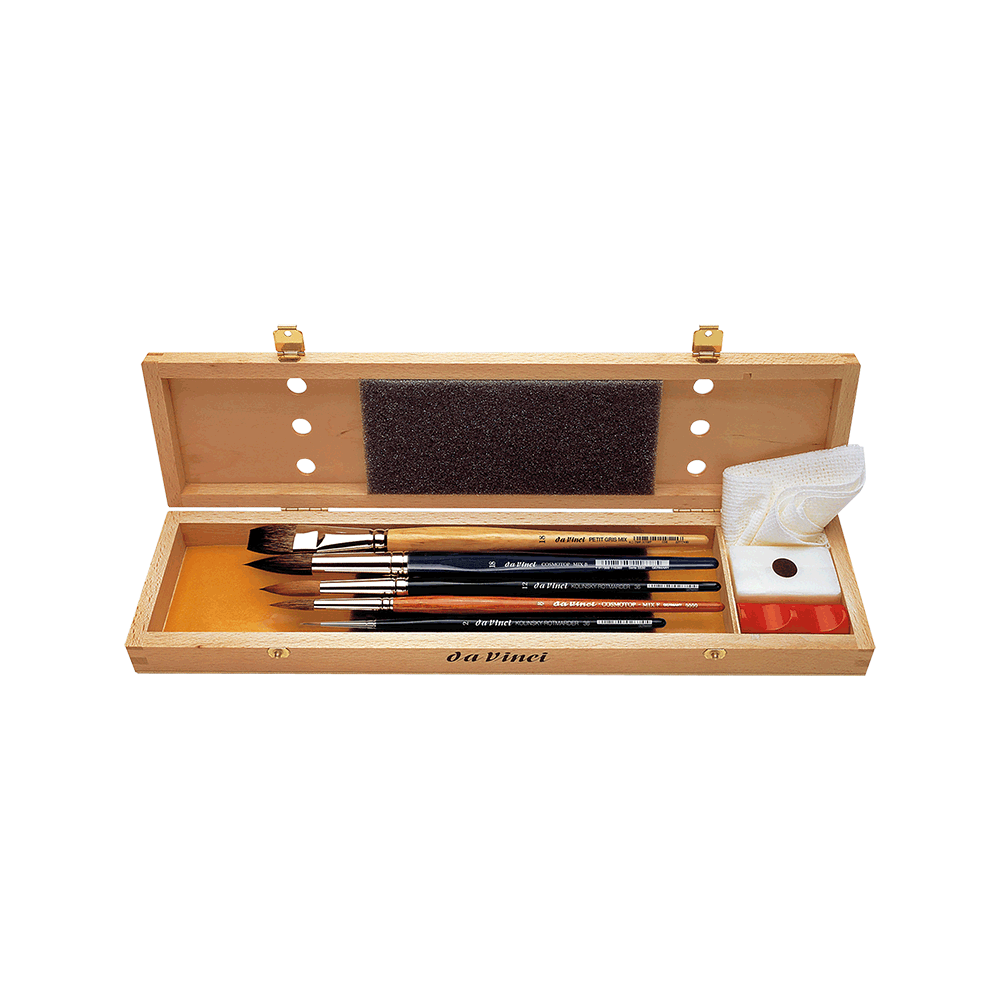 Brush Watercolour Synthetics Set in wooden box - Da Vinci - 6 pcs