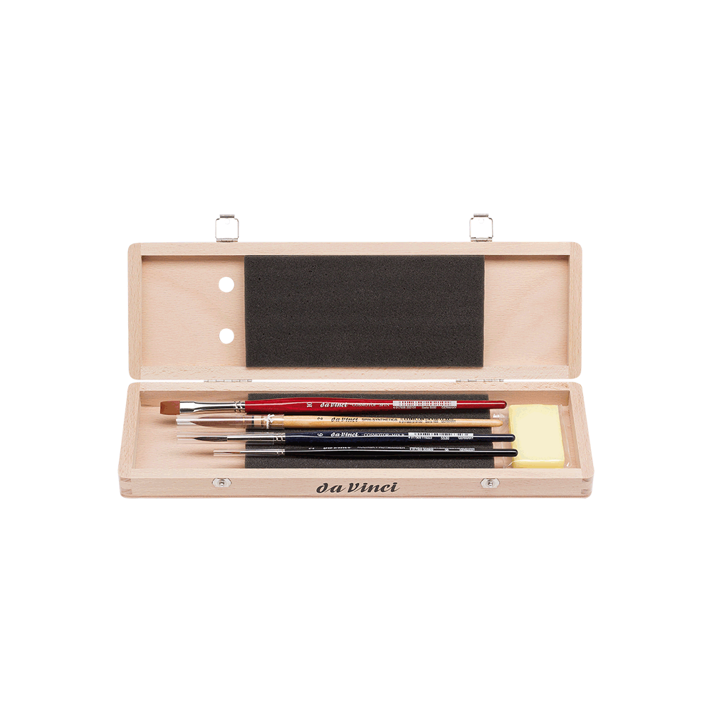 Brush Watercolour Set in wooden box - Da Vinci - 5 pcs