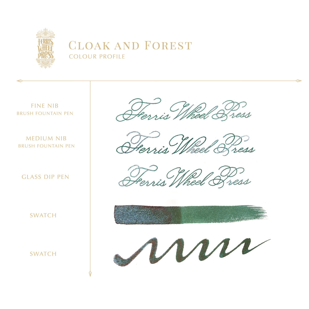 Calligraphy ink FerriTales - Ferris Wheel Press - Cloak and Forest, 20 ml