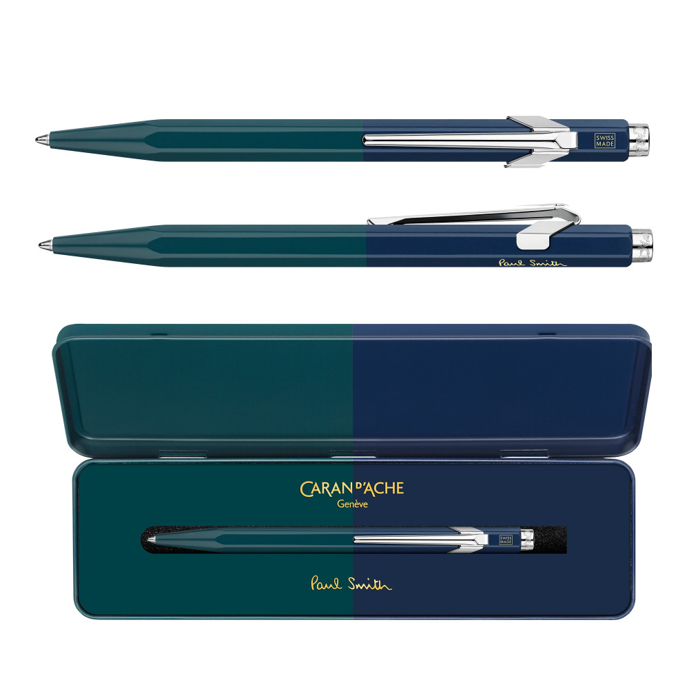 849 Paul Smith ballpoint pen with case - Caran d'Ache - Green & Navy