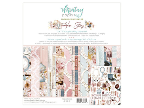 Set of scrapbooking papers 30,5 x 30,5 cm - Mintay - Her Story