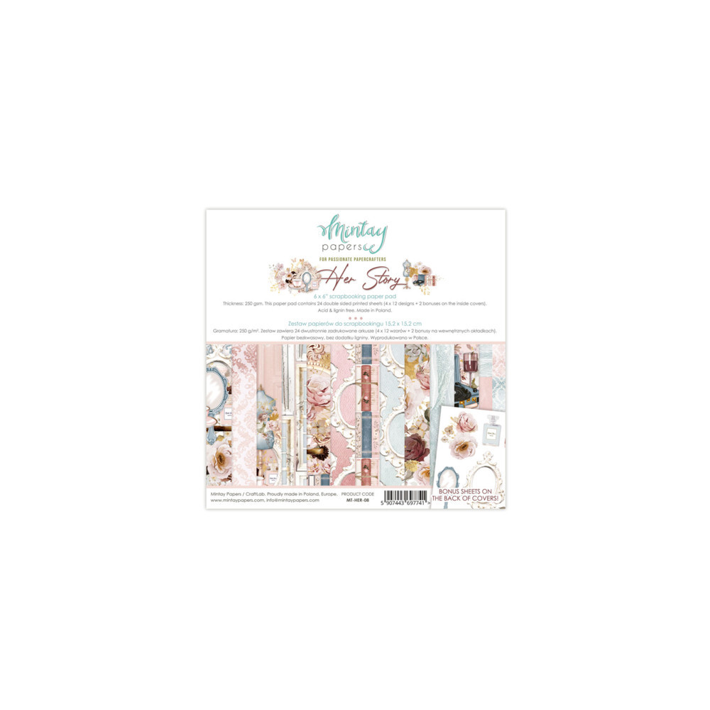 Set of scrapbooking papers 15,2 x 15,2 cm - Mintay - Her Story