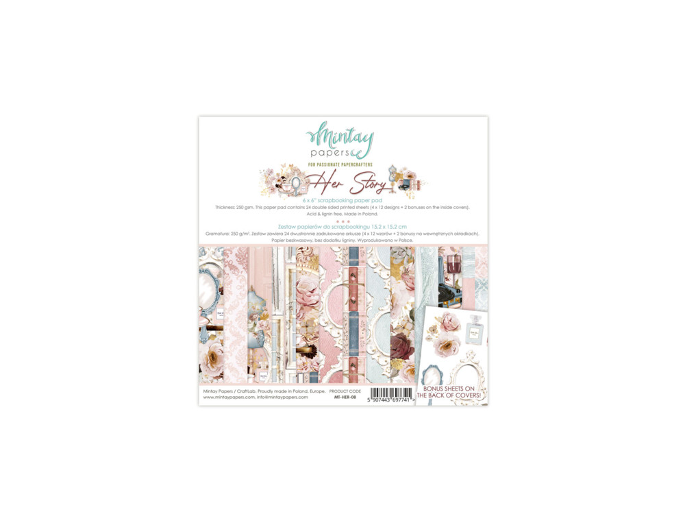 Set of scrapbooking papers 15,2 x 15,2 cm - Mintay - Her Story