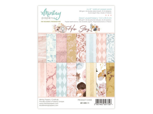 Set of scrapbooking papers 15,2 x 20,3 cm - Mintay - Her Story