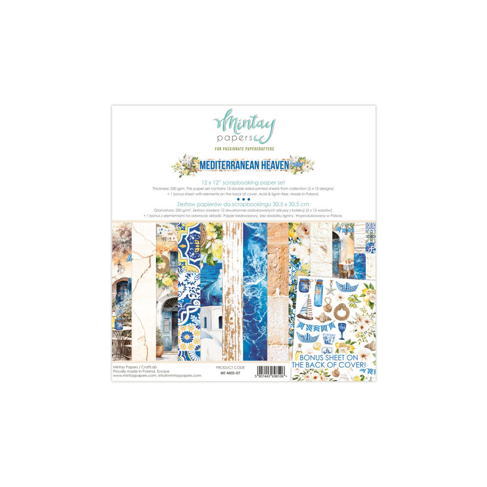 Set of scrapbooking papers 30,5 x 30,5 cm - Mintay - Mediterranean Heaven