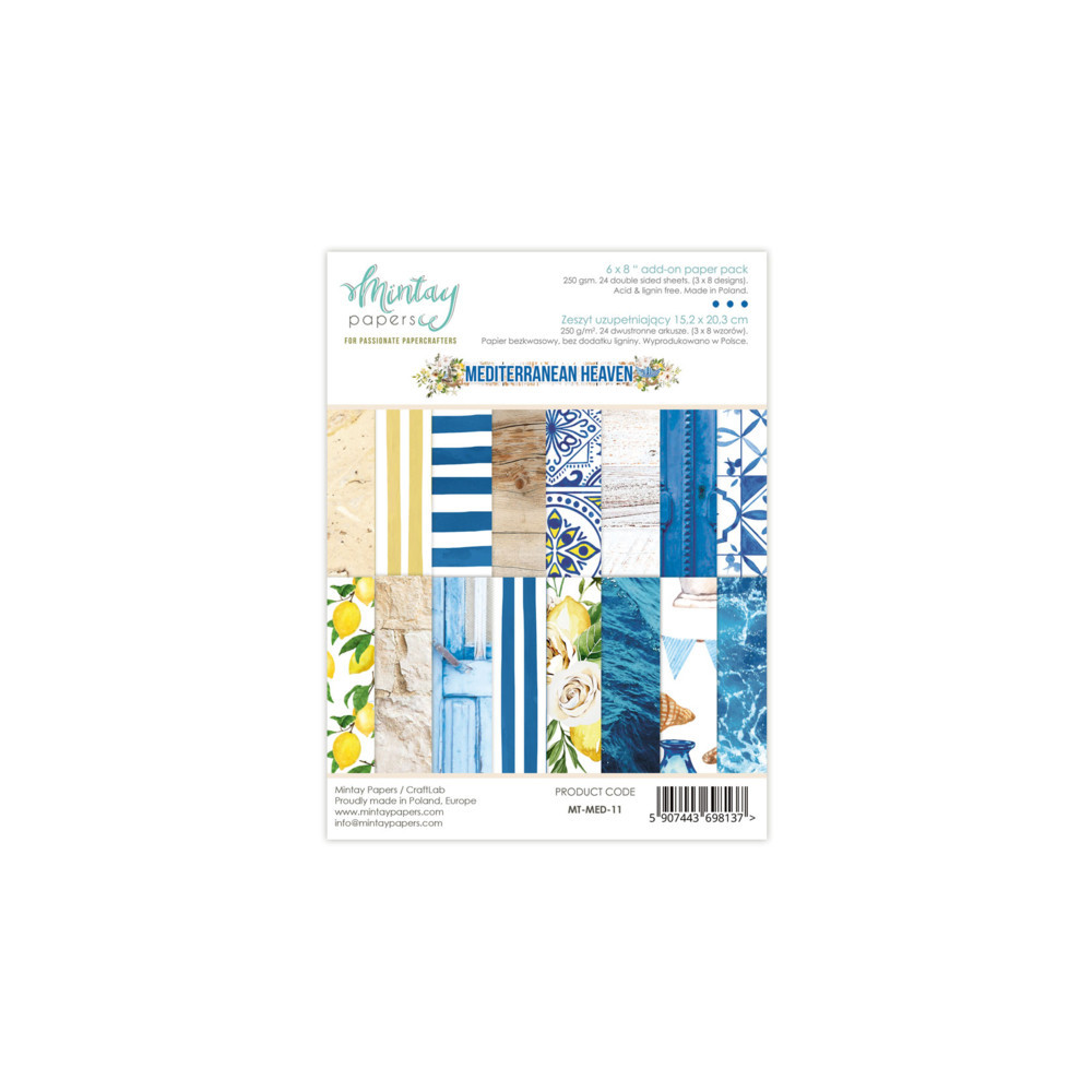 Set of scrapbooking papers 15,2 x 20,3 cm - Mintay - Mediterranean Heaven
