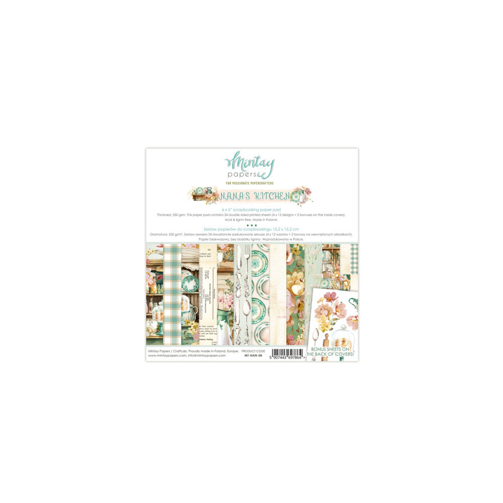 Set of scrapbooking papers 15,2 x 15,2 cm - Mintay - Nana's Kitchen