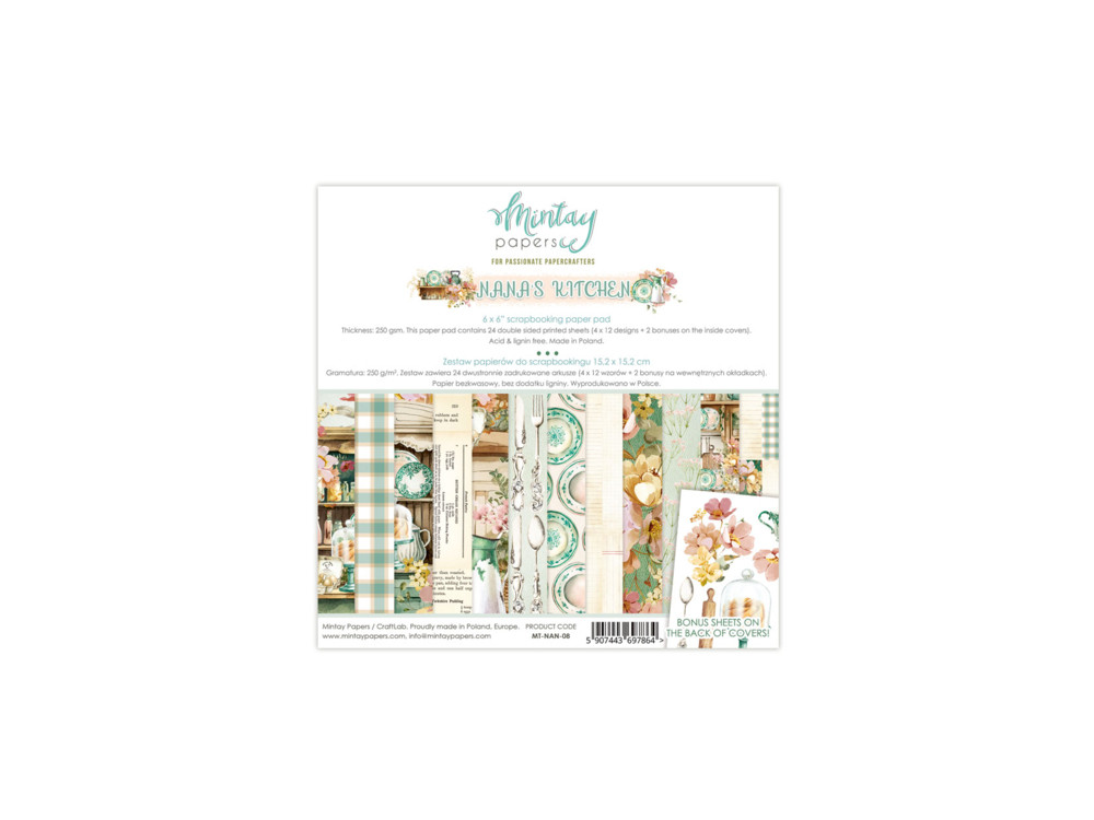 Set of scrapbooking papers 15,2 x 15,2 cm - Mintay - Nana's Kitchen