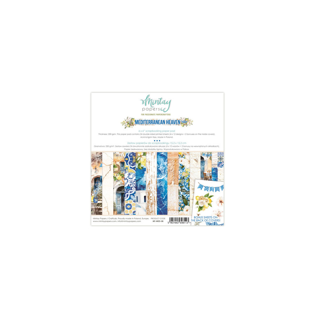 Zestaw papierów do scrapbookingu 15,2 x 15,2 cm - Mintay - Mediterranean Heaven