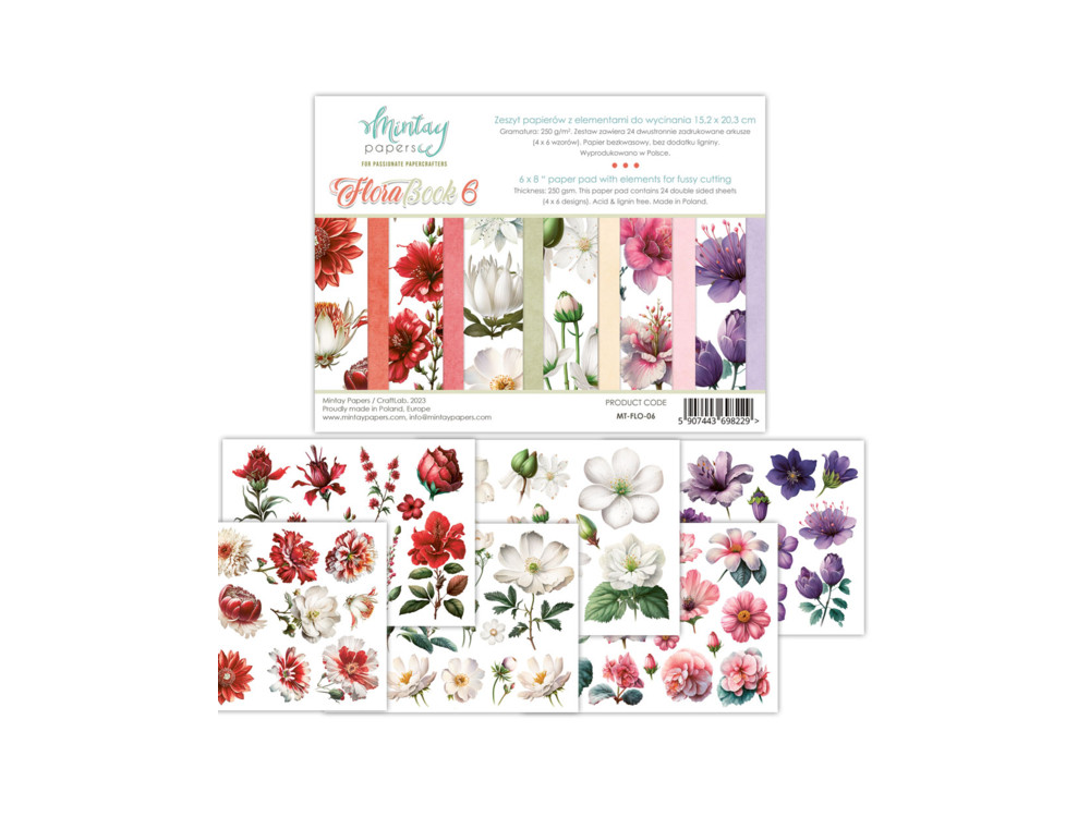 Scrapbooking paper set 15,2 x 20,3 cm - Mintay - Flora Book 06
