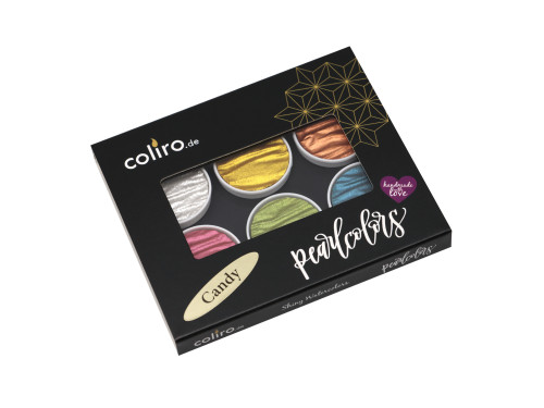 Set of watercolor paints, Candy - Coliro Pearl Colors - 30 mm, 6 pcs.