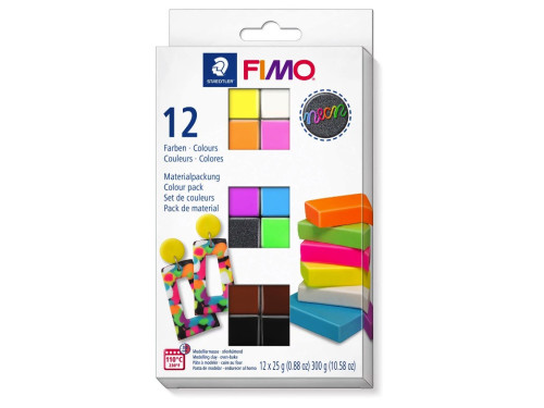 Zestaw masy termoutwardzalnej Fimo Neon - Staedtler - 12 kolorów x 25g
