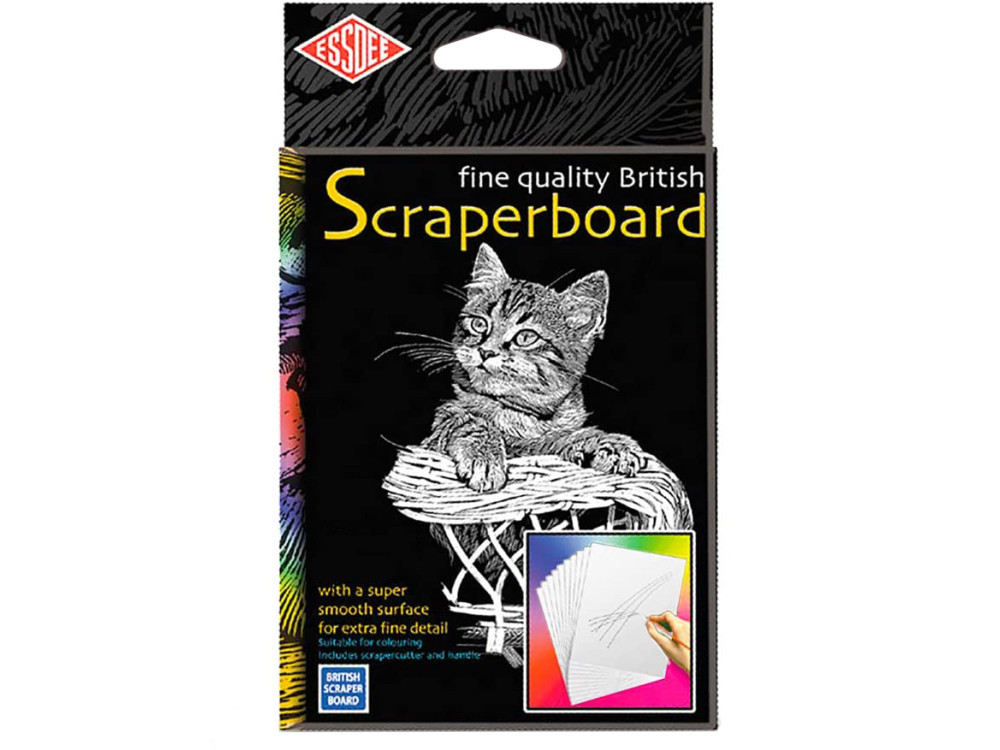 Zestaw do wydrapywania White Scraperboard - Essdee - 22 x 15 cm, 5 szt.