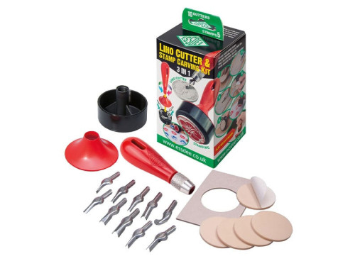 Zestaw do linorytu Lino Cutter & Stamp Carving Kit - Essdee - 15 szt.