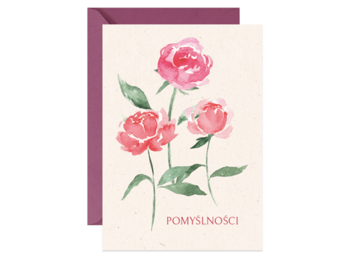 Greeting card A6 - Paperwords - Piwonie, Pomyślności