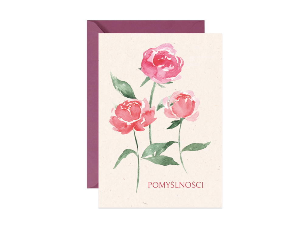 Greeting card A6 - Paperwords - Piwonie, Pomyślności