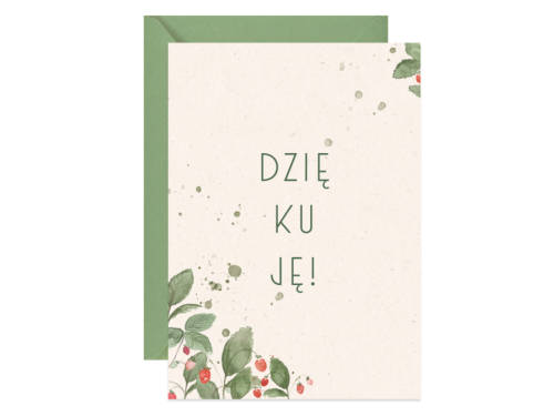 Kartka okolicznościowa A6 - Paperwords - Dziękuję, Poziomki