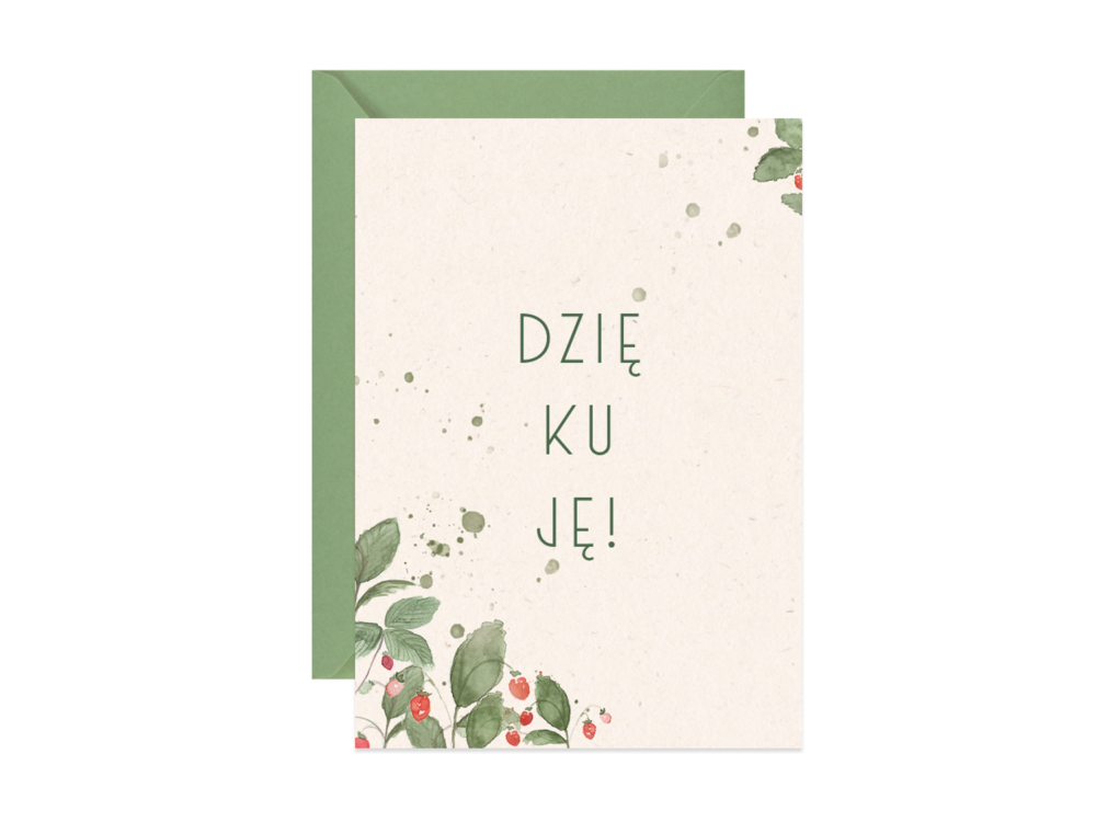 Kartka okolicznościowa A6 - Paperwords - Dziękuję, Poziomki