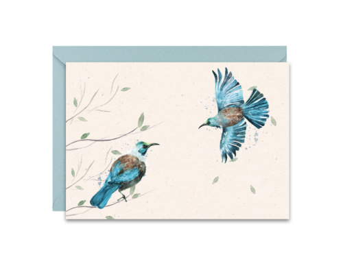 Greeting card A6 - Paperwords - Niebieskie Ptaki