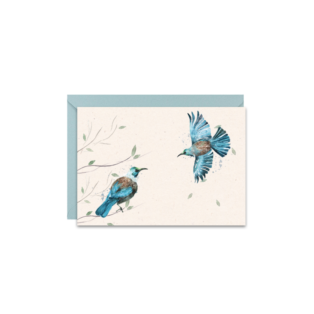 Greeting card A6 - Paperwords - Niebieskie Ptaki