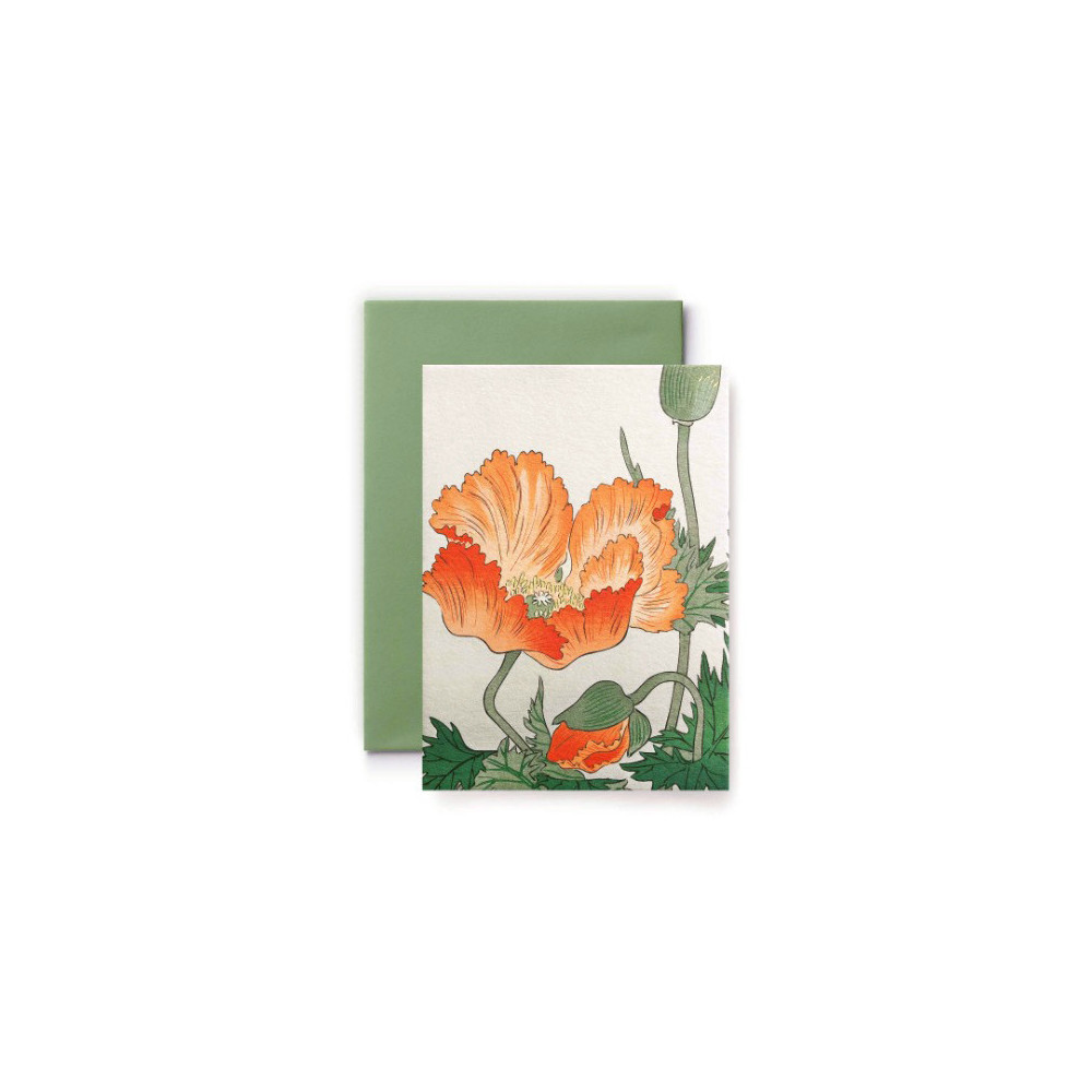 Greeting card Ohara Koson - Suska & Kabsch - Poppies, 15,4 x 11 cm