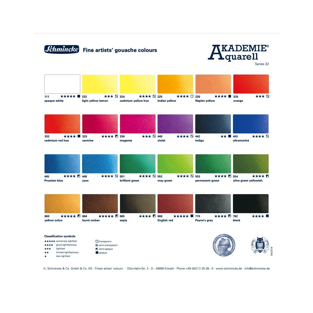 Zestaw akwareli Akademie Aquarell w półkostkach - Schmincke - 12 kolorów