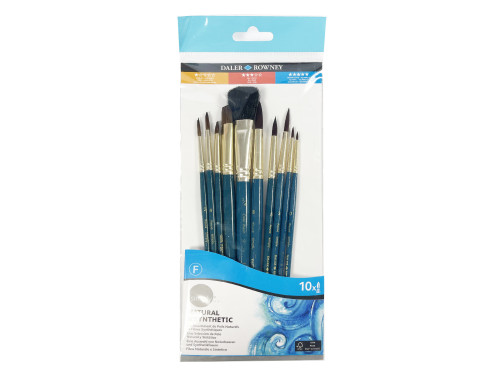 Set of natural brushes, camel hair - Daler Rowney - 10 pcs.