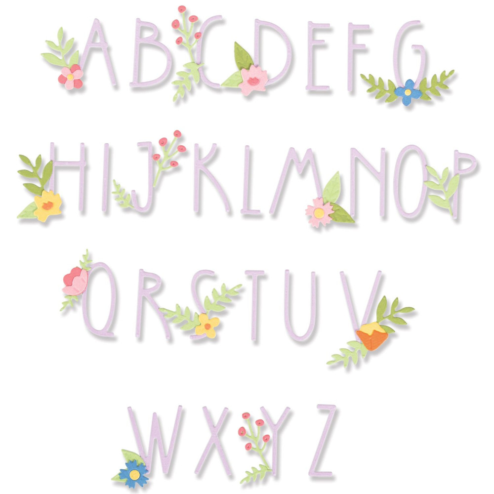Thinlits cutting dies set - Sizzix - Floral Alphabet, 66 pcs.