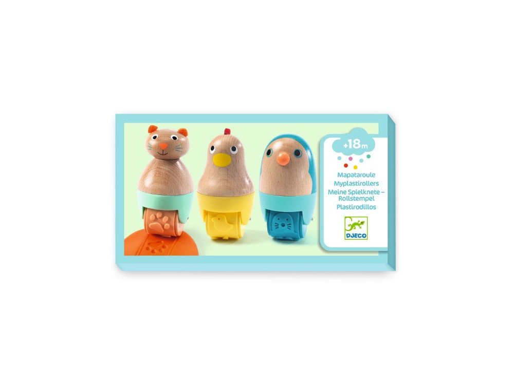 Plastic rollers for modeling clay, Animals - Djeco - 3 pcs.