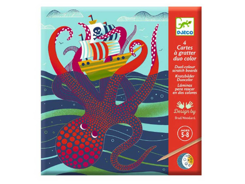 Scratch boards for children - Djeco - Underwater World, 4 sheets