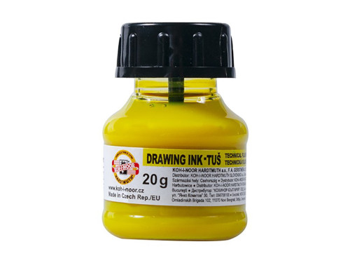 Tusz rysunkowy, kreślarski - Koh-I-Noor - żółty fluorescencyjny, 20 g