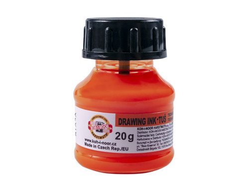 Tusz rysunkowy, kreślarski - Koh-I-Noor - pomarańczowy fluorescencyjny, 20 g