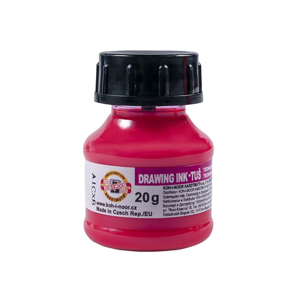 Tusz rysunkowy, kreślarski - Koh-I-Noor - różowy fluorescencyjny, 20 g