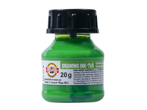 Tusz rysunkowy, kreślarski - Koh-I-Noor - zielony fluorescencyjny, 20 g