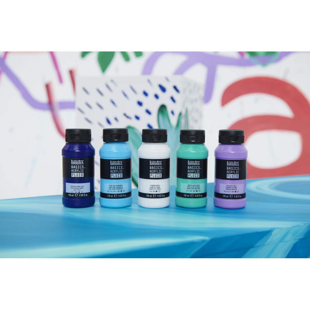 Farba akrylowa Basics Acrylic Fluid - Liquitex - 052, Silver, 118 ml