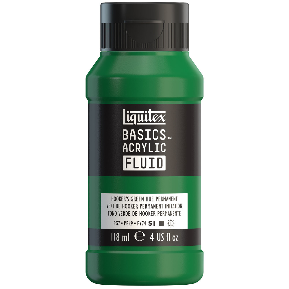 Basics Acrylic Fluid paint - Liquitex - 224, Hooker's Green Permanent, 118 ml