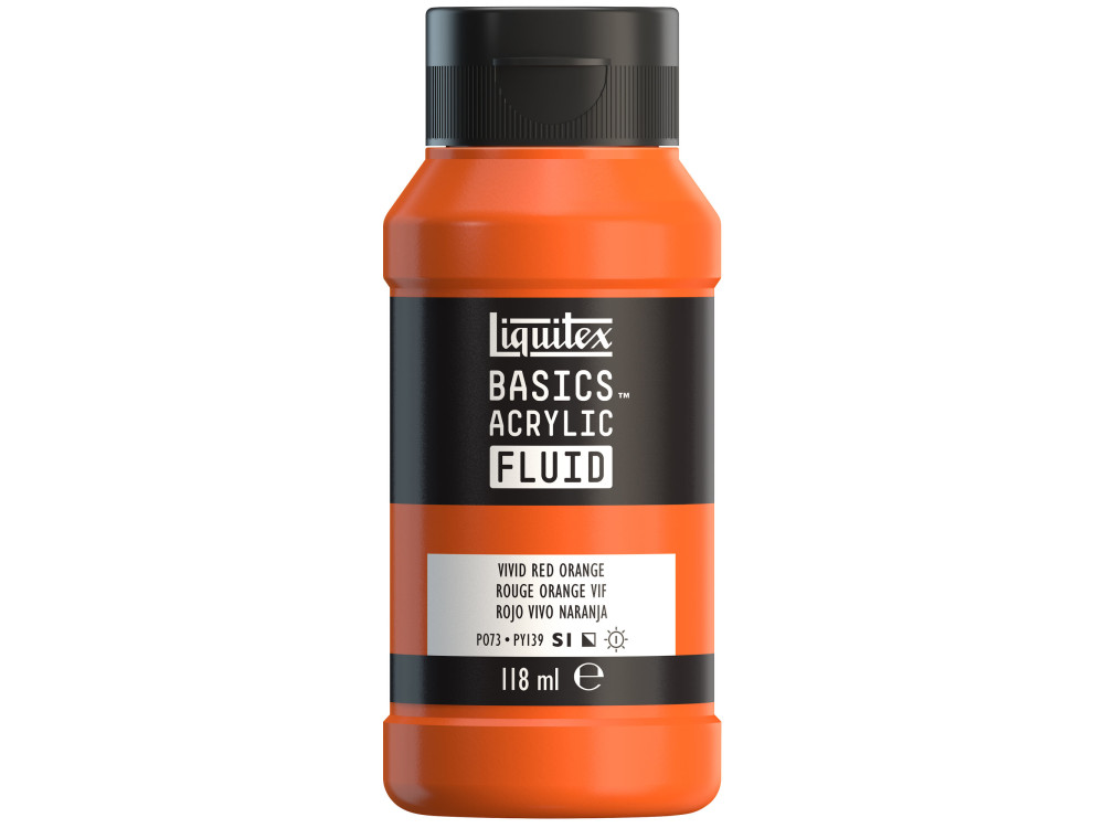 Basics Acrylic Fluid paint - Liquitex - 620, Vivid Red Orange, 118 ml