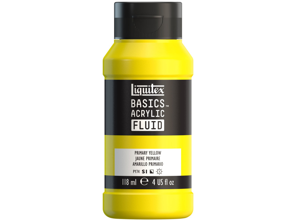 Basics Acrylic Fluid paint - Liquitex - 410, Primary Yellow, 118 ml