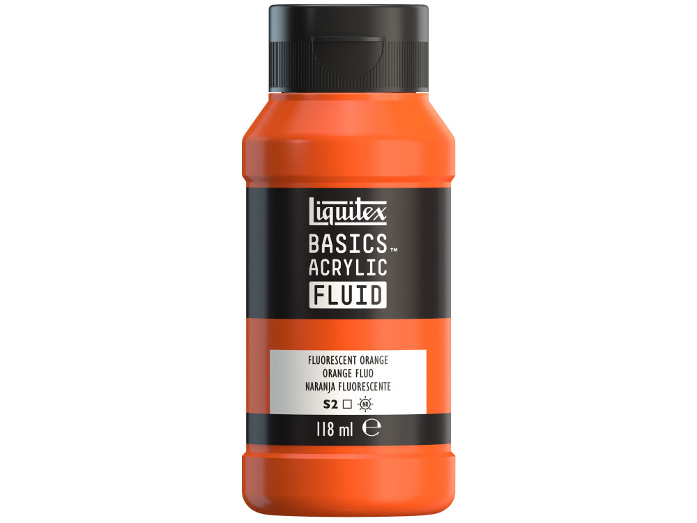 Basics Acrylic Fluid paint - Liquitex - 982, Fluorescent Orange, 118 ml