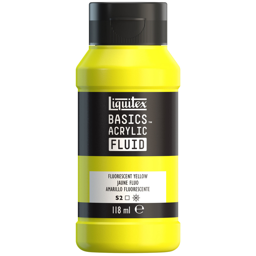Basics Acrylic Fluid paint - Liquitex - 981, Fluorescent Yellow, 118 ml