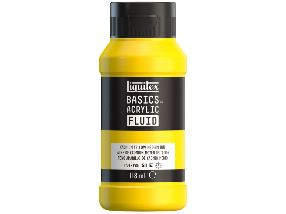 Basics Acrylic Fluid paint - Liquitex - 830, Cadmium Yellow Medium Hue, 118 ml