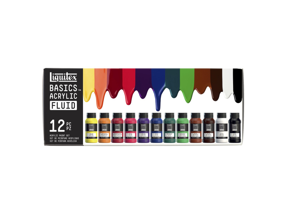 Set of Basics Acrylic Fluid paints - Liquitex - 12 x 118 ml