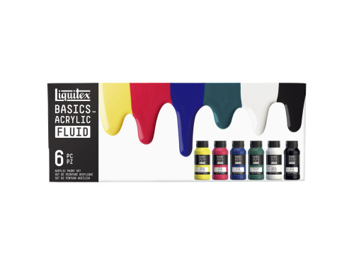 Set of Basics Acrylic Fluid paints - Liquitex - 6 x 118 ml