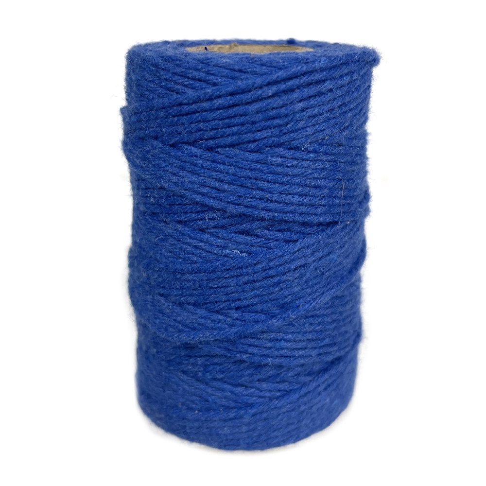 Sznurek bawełniany do makramy - królewski błękit, 2 mm, 60 m